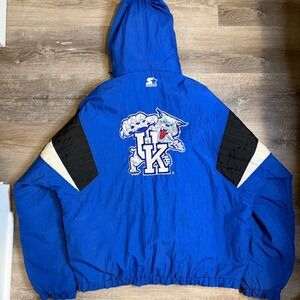 90s Starter Kentucky Wildcats Pullover Anorak Jacket Royal Blue UK Logo Size L